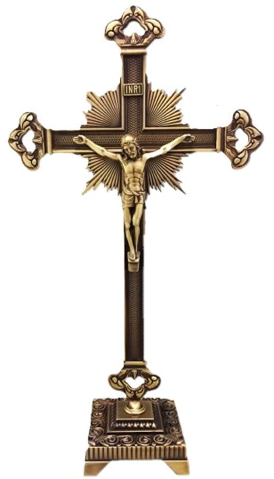 CRUCIFIX WITH BASE - CROSS IN BRASS