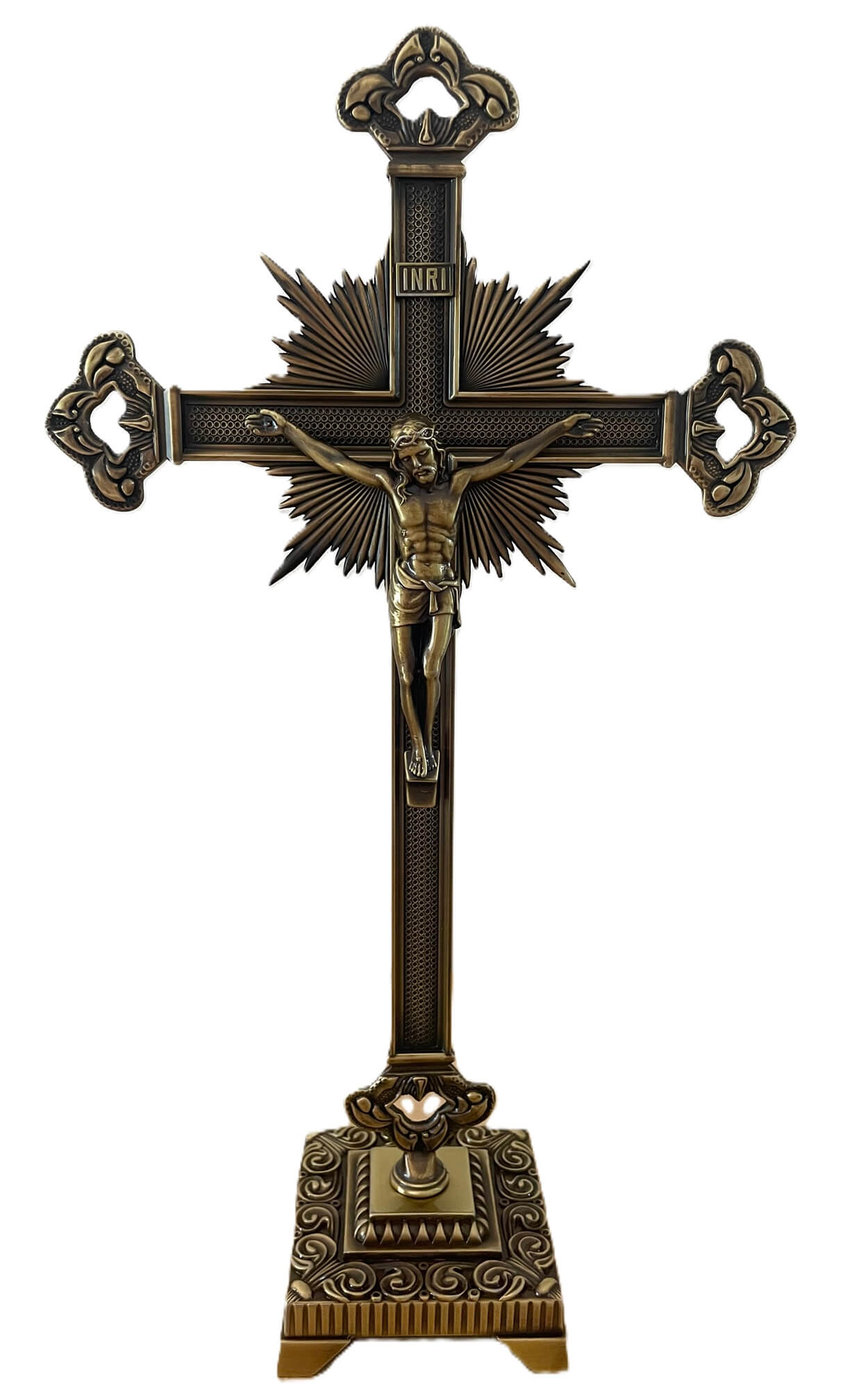 CRUCIFIX WITH BASE - CROSS IN BRASS
