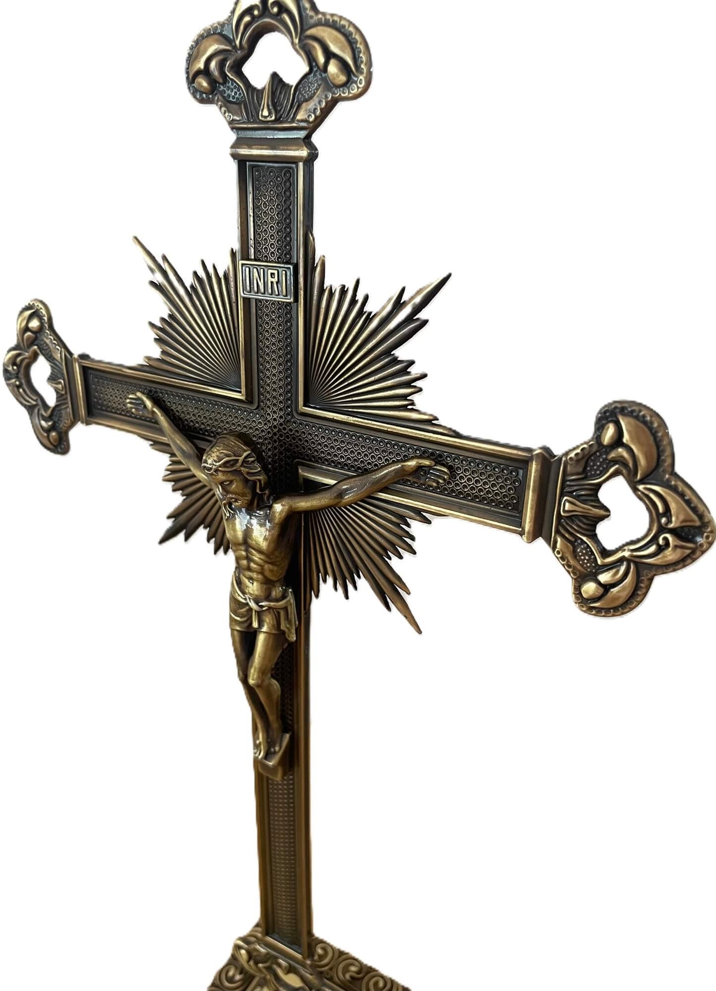 CRUCIFIX WITH BASE - CROSS IN BRASS