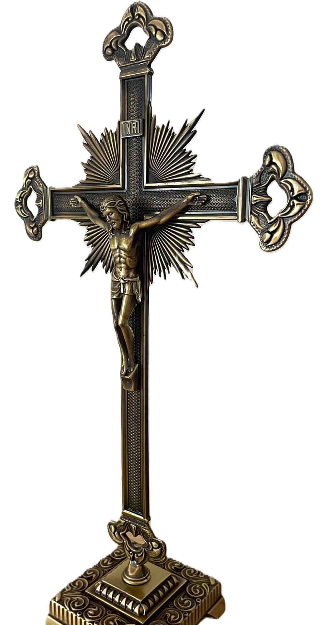 CRUCIFIX WITH BASE - CROSS IN BRASS