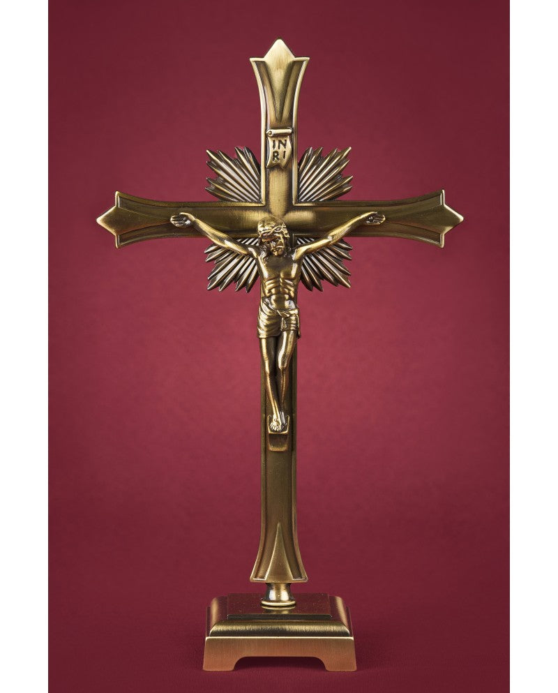 CRUCIFIX WITH BASE - CROSS IN BRASS - Sacred Arte