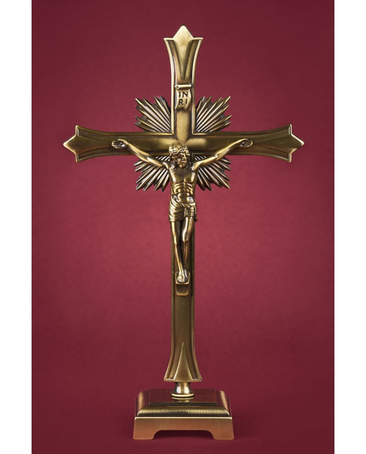 CRUCIFIX WITH BASE - CROSS IN BRASS - Sacred Arte