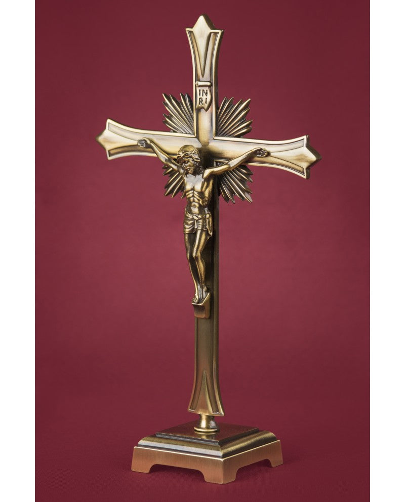 CRUCIFIX WITH BASE - CROSS IN BRASS - Sacred Arte