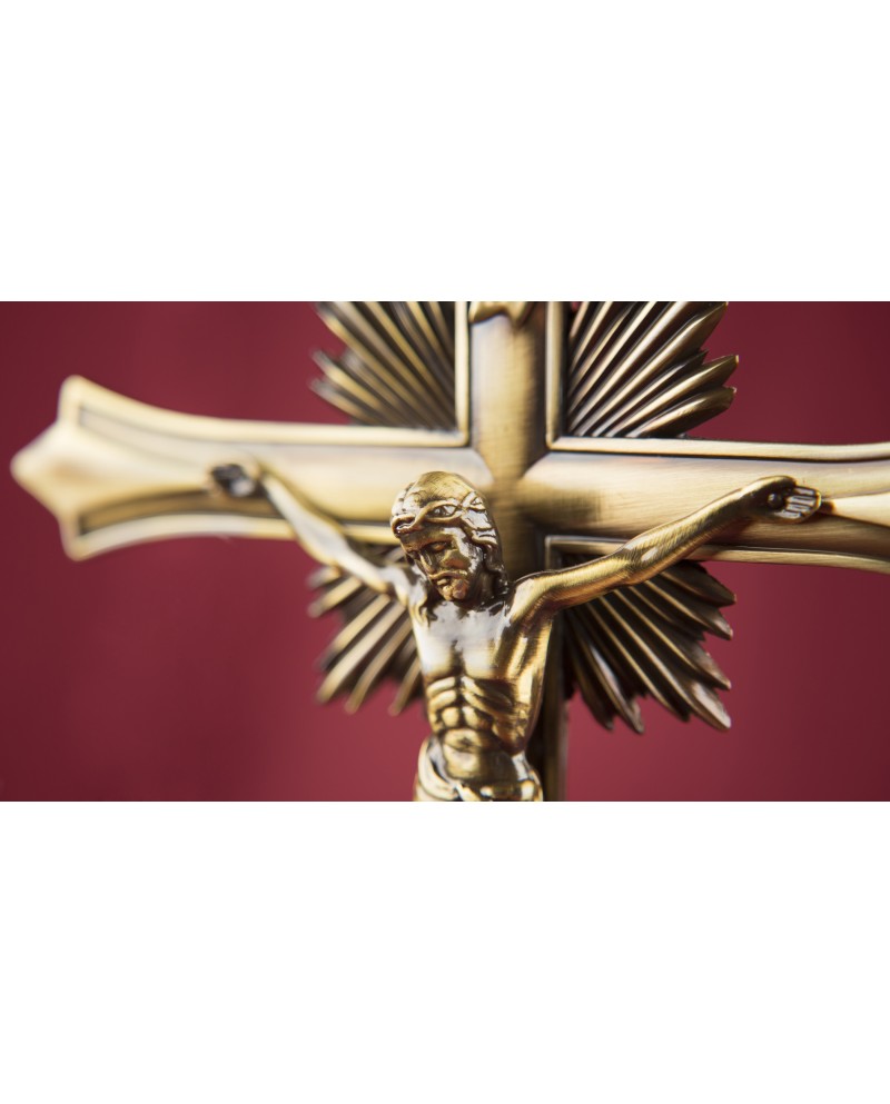 CRUCIFIX WITH BASE - CROSS IN BRASS - Sacred Arte