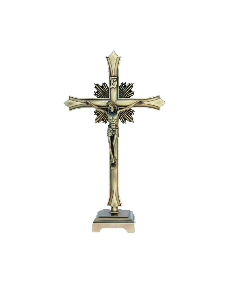 CRUCIFIX WITH BASE - CROSS IN BRASS - Sacred Arte