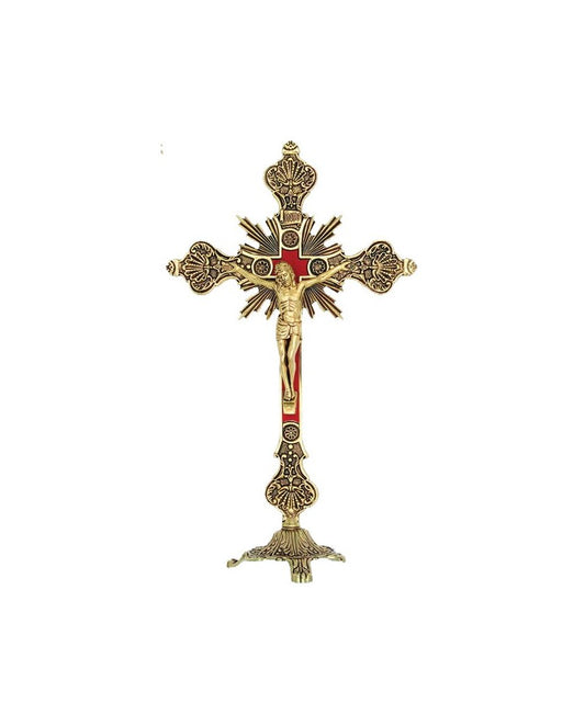 CRUCIFIX WITH BASE - CROSS IN BRASS