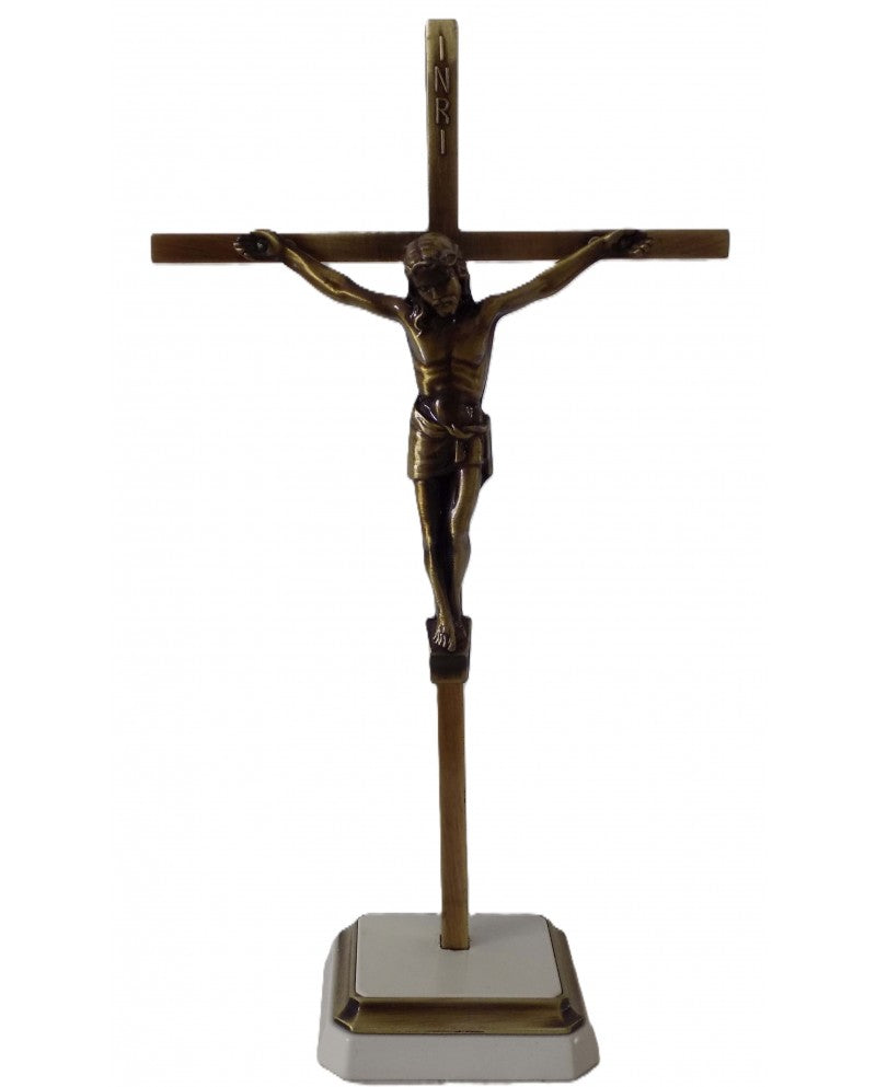 CRUCIFIX WITH BASE - METAL - Sacred Arte