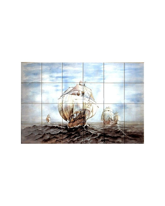 TILES WITH IMAGE OF CARAVEL﻿﻿﻿