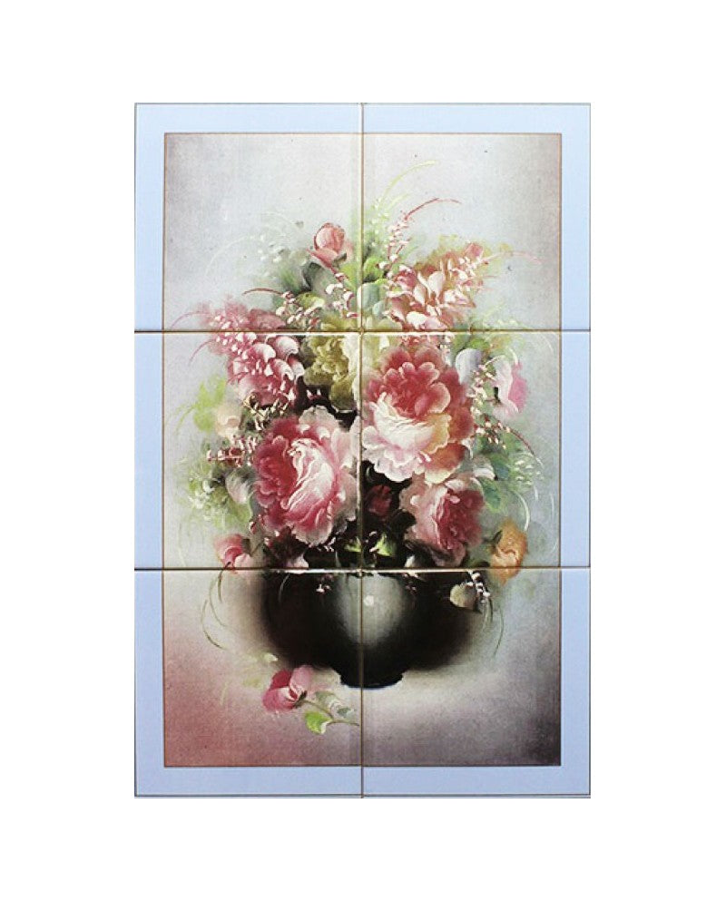 TILES WITH VASE OF FLOWERS - Sacred Arte