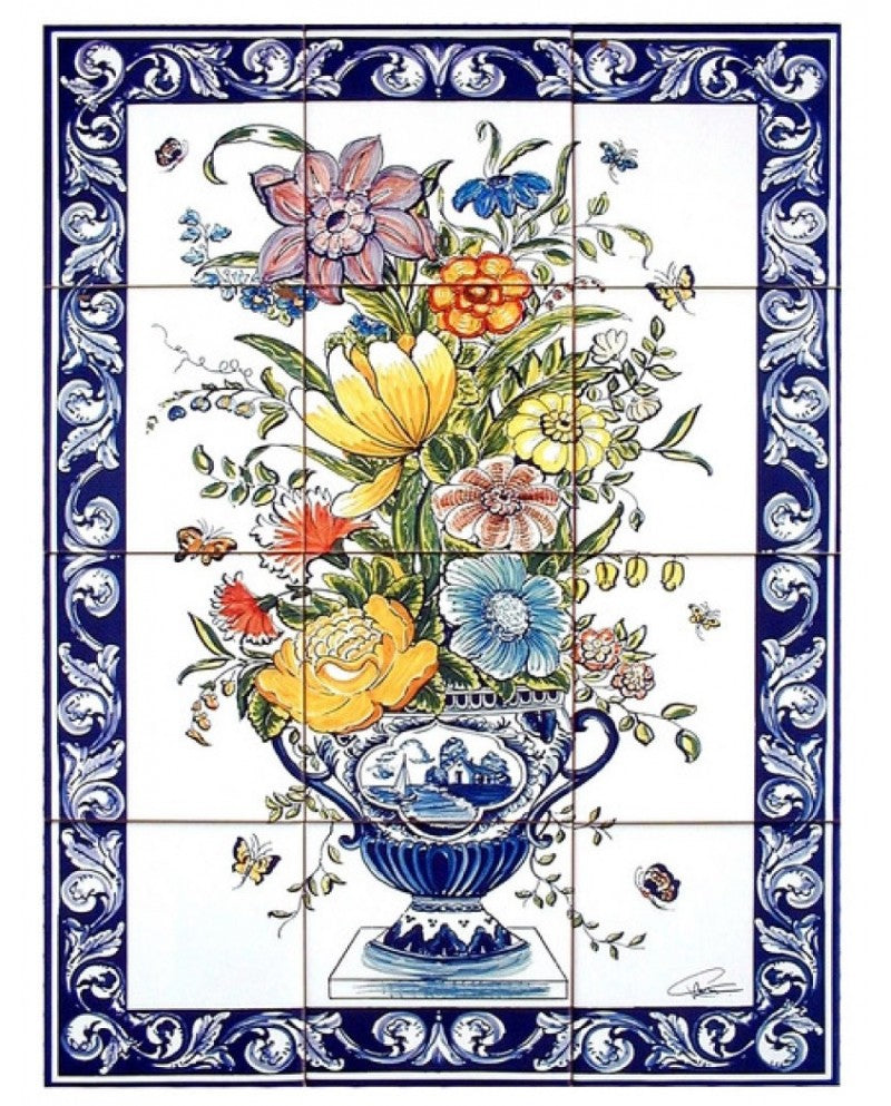 TILES WITH VASE OF FLOWERS - Sacred Arte