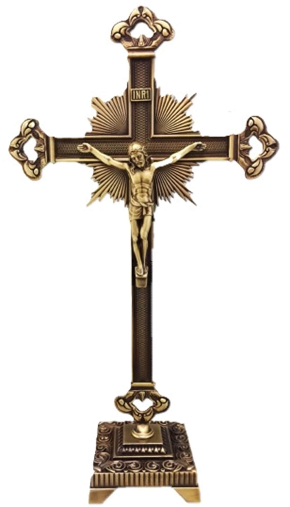 CRUCIFIX WITH BASE - CROSS IN BRASS