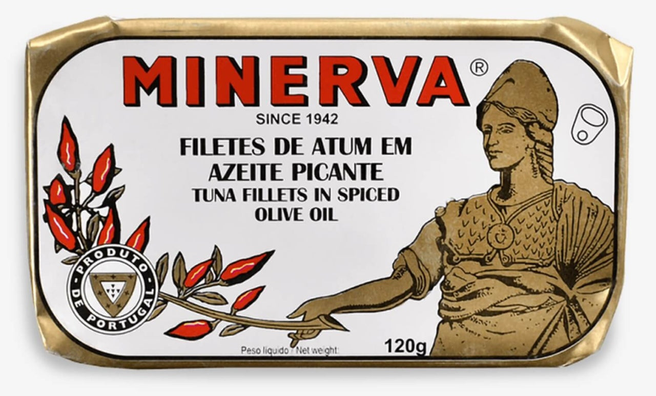 FILETES DE ATUM MINERVA EM AZEITE PICANTE - 120G