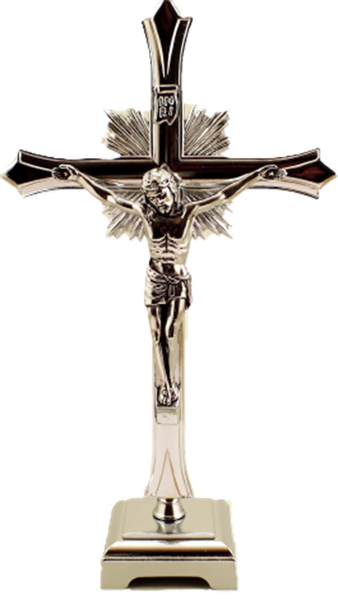 SILVER CROSS - SILVER PLATED CROSS - CRUCIFIX WITH BASE