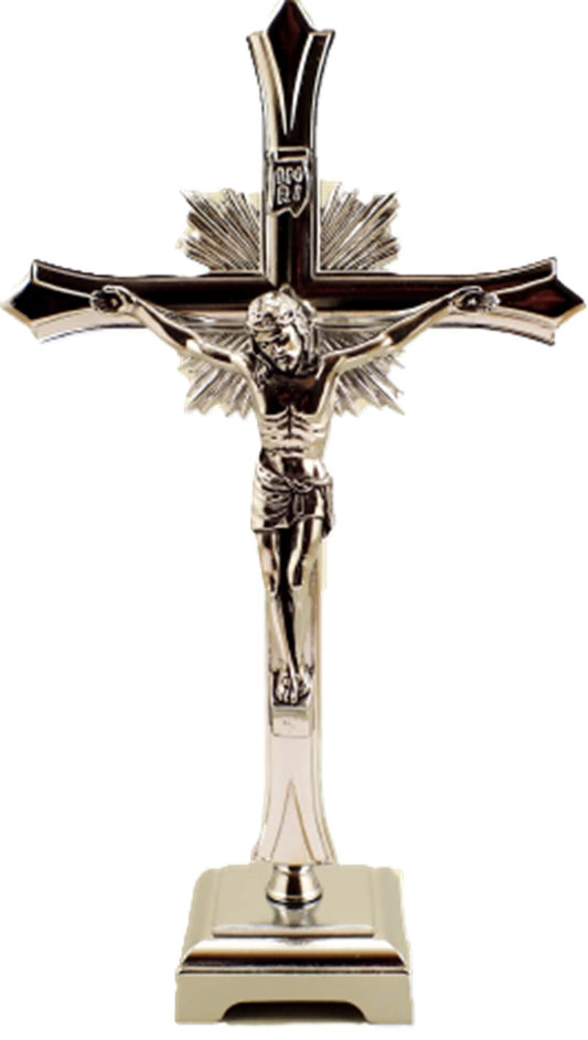 SILVER CROSS - SILVER PLATED CROSS - CRUCIFIX WITH BASE