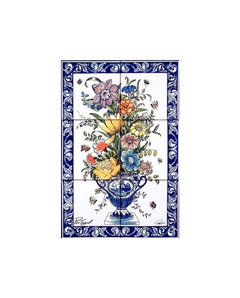 TILES WITH VASE OF FLOWERS