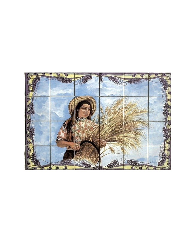 TILES WITH THE IMAGE OF LADY ON REAP - Sacred Arte