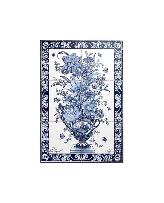 AZULEJOS CON JARRÓN DE FLORES